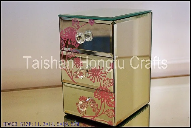 3 Drawer Mirror Glass Jewellery Box With Printing Buy Jewellery