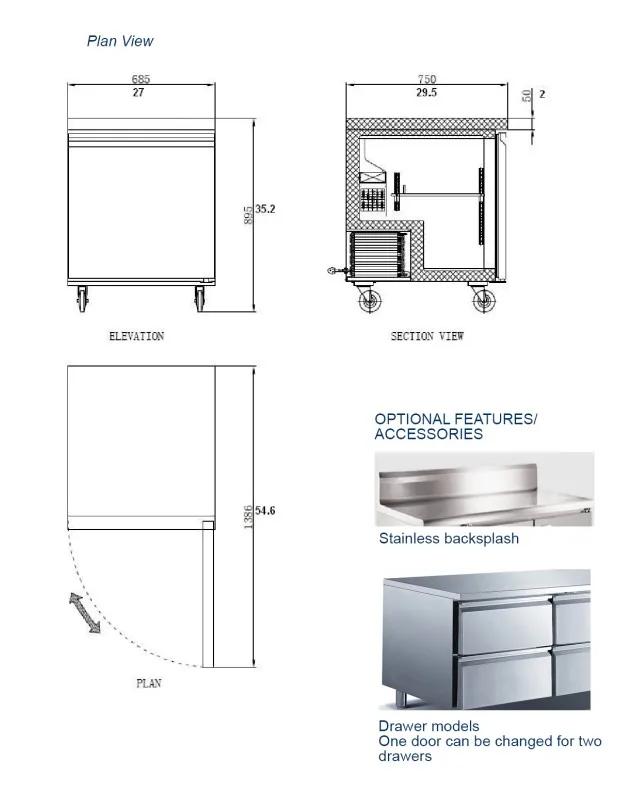 Undercounter one-door chest freezer, commercial refrigeration equipment_UUC27F-HC-Refrigeration Equipment