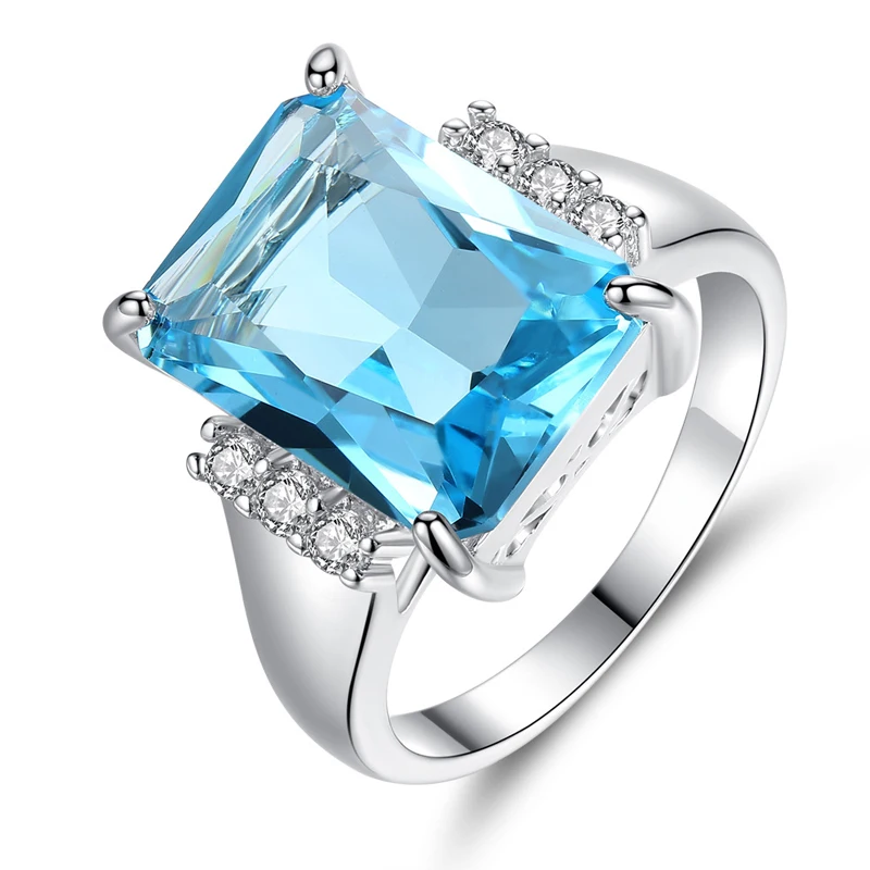 

Latest Simple Fancy Ladies Finger Big Gemstone Ring For Women Diamond Engagement Stone Ring R106