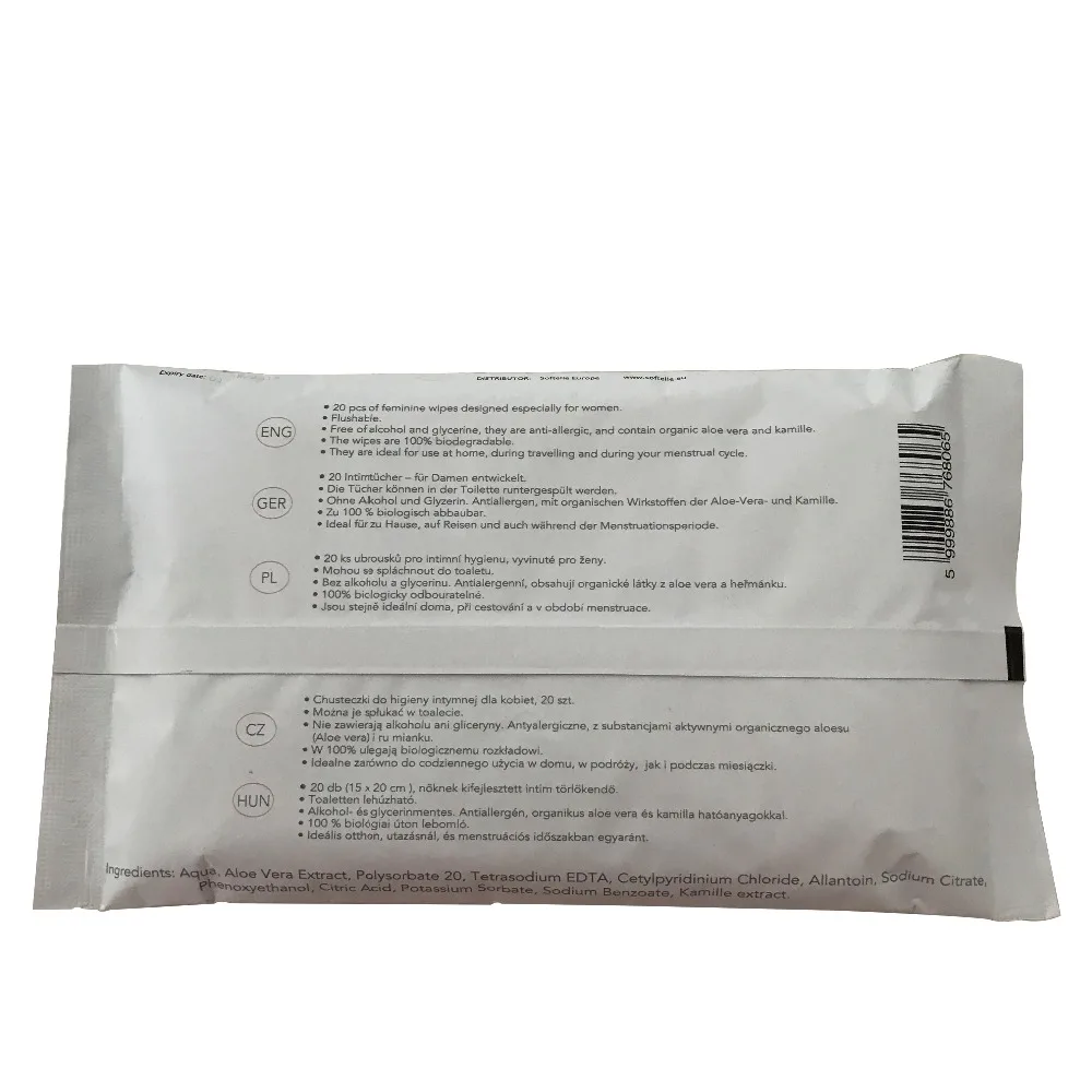 
Durability Flushable Hygiene Wet Wipes Custom Label Feminine Wipes 