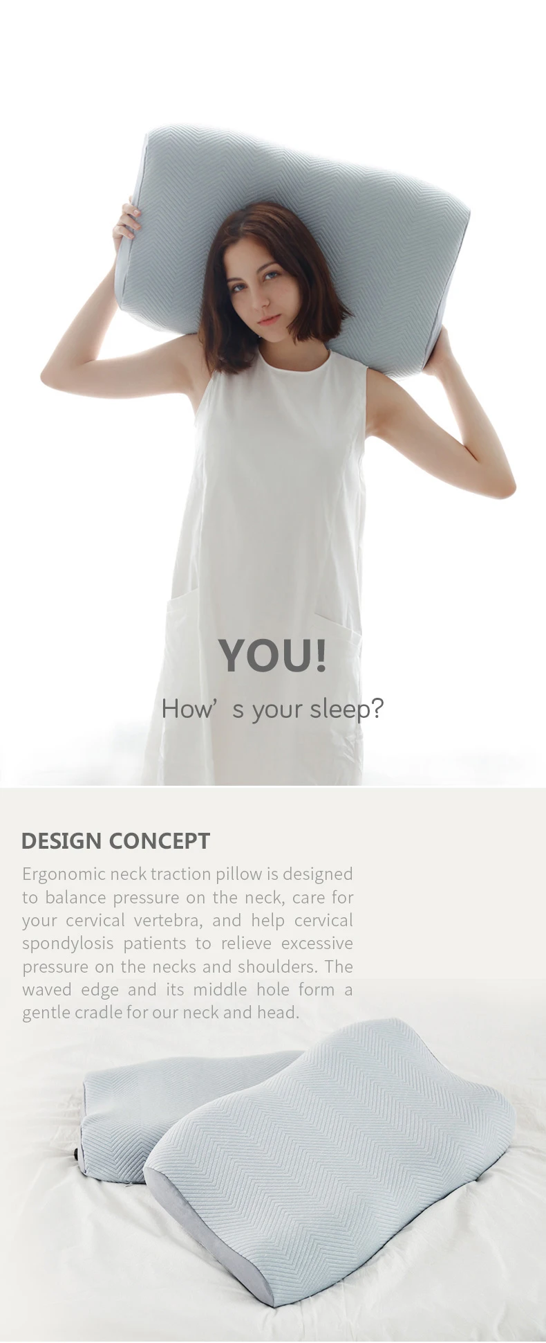 High Density Square Orthopedic Custom Shenzhen Cervical Traction Neck Contour Bed Sleep Bamboo Charcoal Memory Foam Pillow