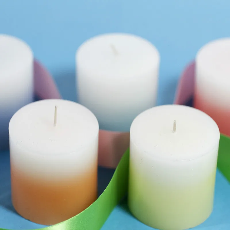 Unscented Gradient Color Pillar Candles Decoration Wholesale