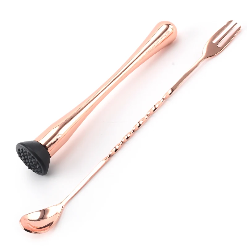 

Copper Cocktail Muddler and Mixing Spoon Stainless Steel Bar Tool set, Customerized color