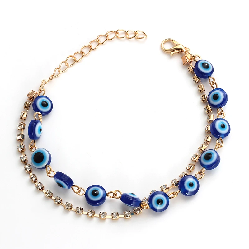 

8 MM Bead Gold Chain Jewelry Designer Resin Bracelet Eye Bracelet, As picture