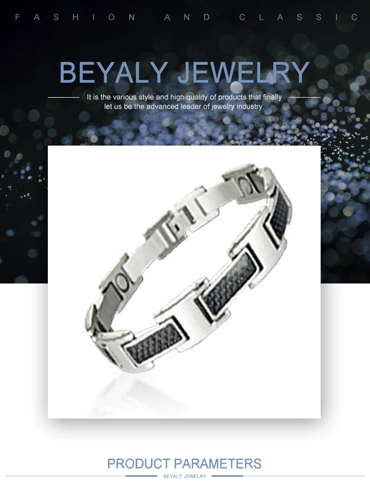 Cheap black enamel stainless steel carbon bracelet