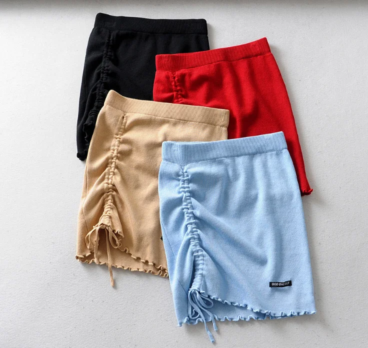 

SP1966B 2019 Drawstring lace knitting Women Skirt