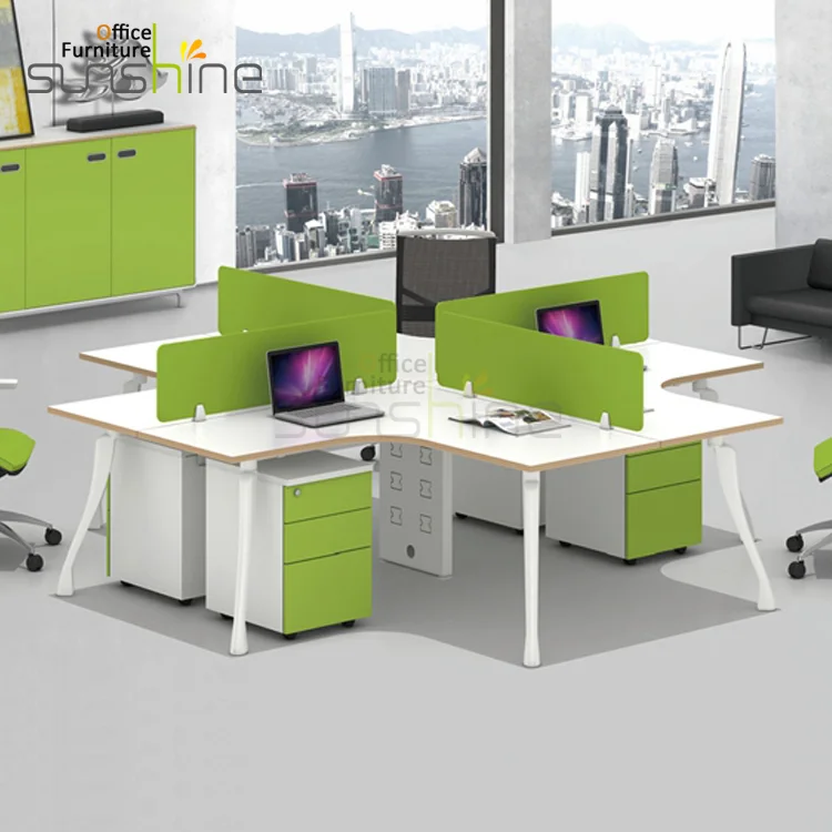 Office Workstation Cubicle 4 Seat Modular Office Desk