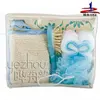 Portable blue bath travel set in PVC bag