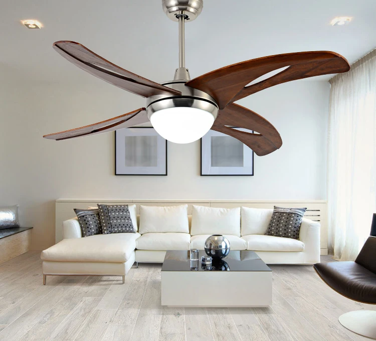 Modern Living Room Led Ceiling Fans Solid Wooden Ceiling Fan With LED Light