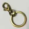 Popular engraved logo flat keyring simple brushed antique brass split key ring