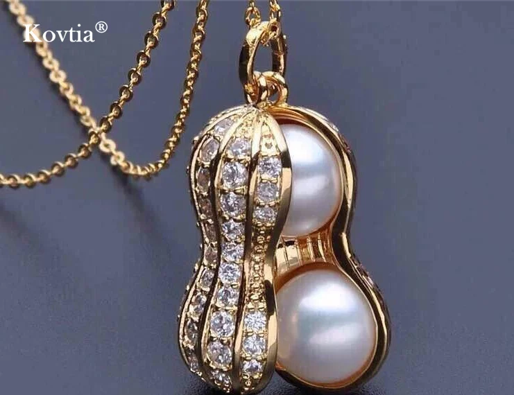 

Fashion accessories factories hot sale peanut-shaped pearl and zircon pendant necklace