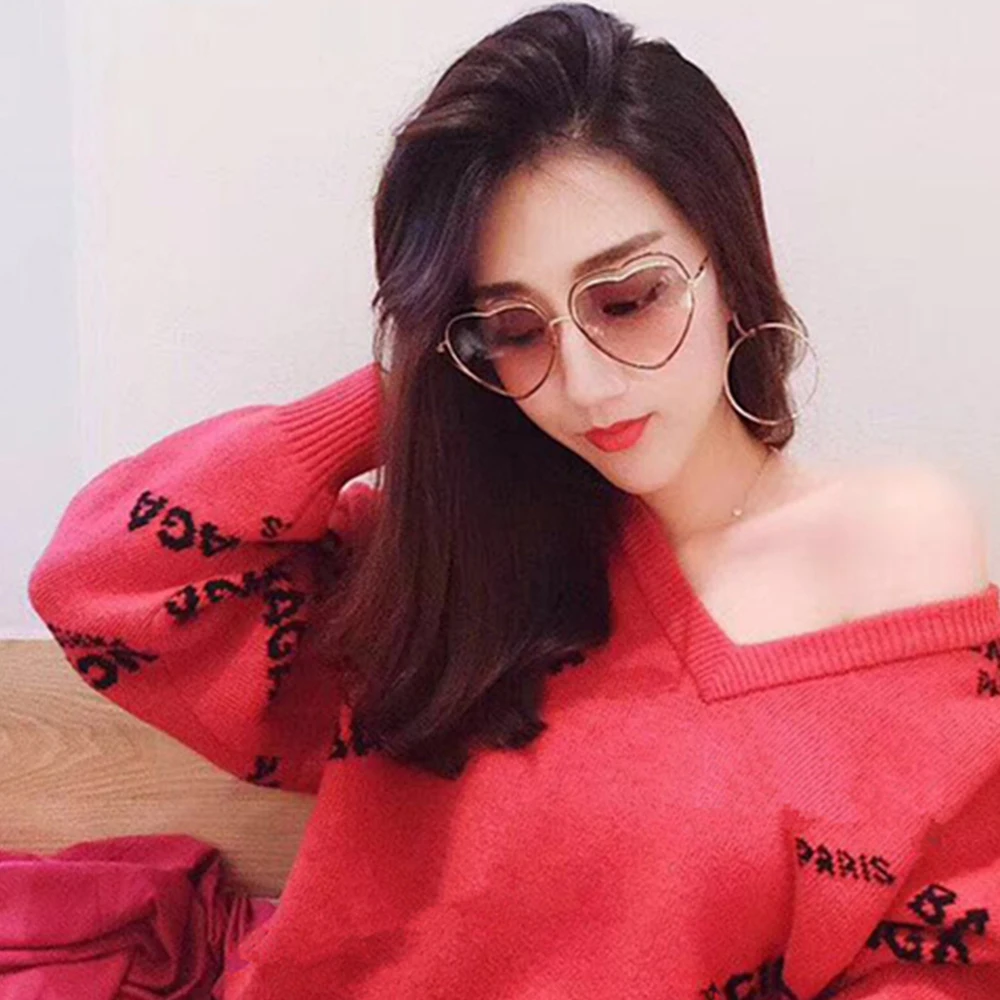 

ADE WU STY7151F American Brand Double Heart Sunglasses Women