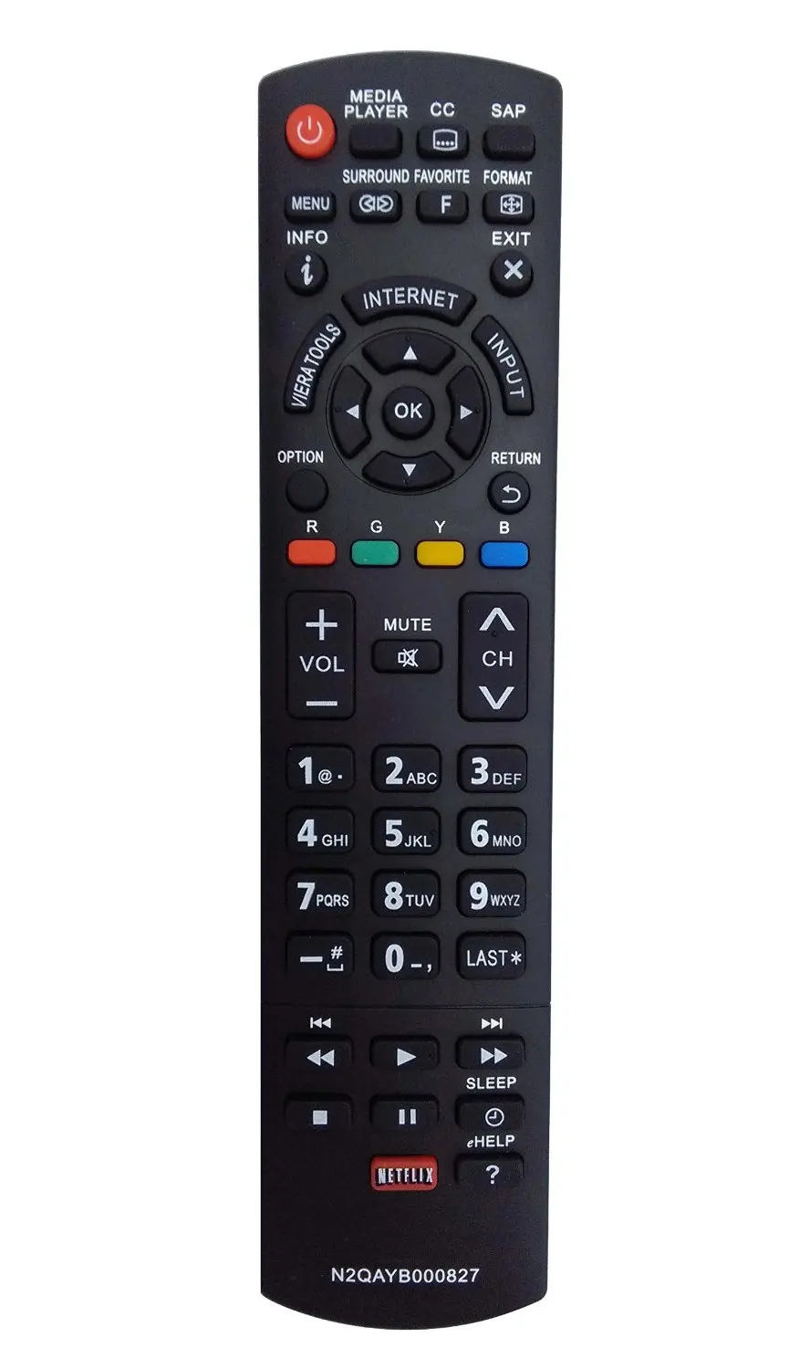 Vinabty New Replaced Remote N2QAYB000827 fit for Panasonic Plasma TVs TC-50PS64 TC-65PS64 TC-P42S60 TC-P50S60 TC-P55S60 TC-P60S60 TC-P65S60