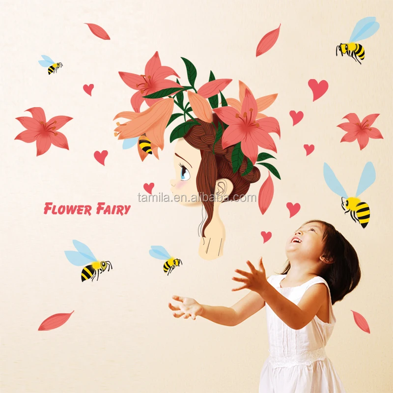 Fleur F&eacute;e papillons Vinyle stickers muraux d&eacute;cor &Agrave; La Maison &Eacute;cologique autocollants Amovibles salon d&eacute;cor fleur stickers muraux