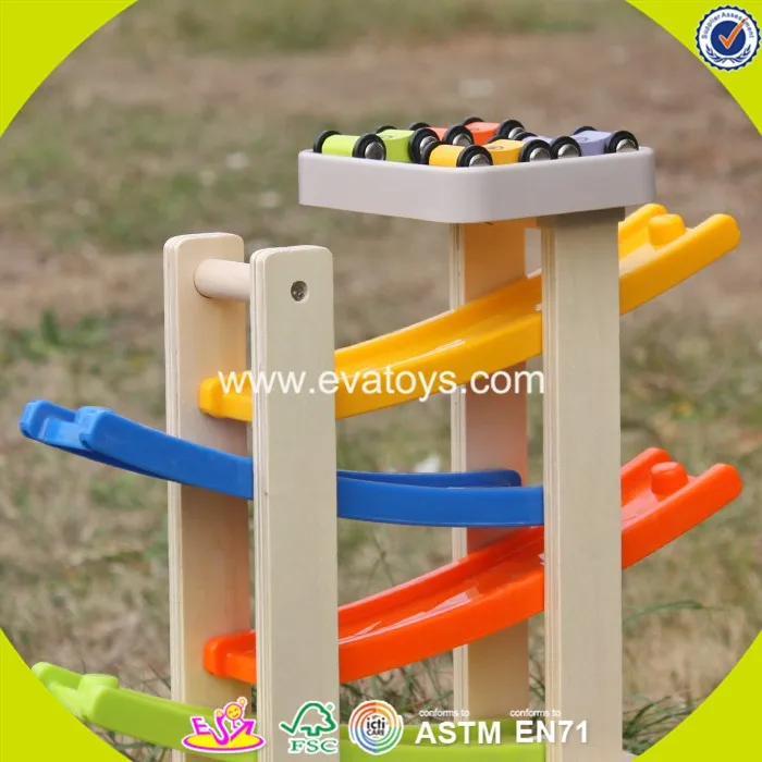 2018 Wholesale 3 Level Pathway Wooden Toy Car Ramps For Toddlers New