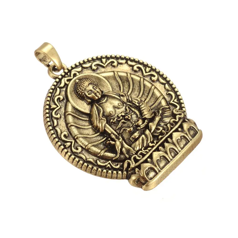 

Wholesale jewelry accessories Religious Antique Gold Plating Buddha Pendant necklace bracelet keychain making, Golden