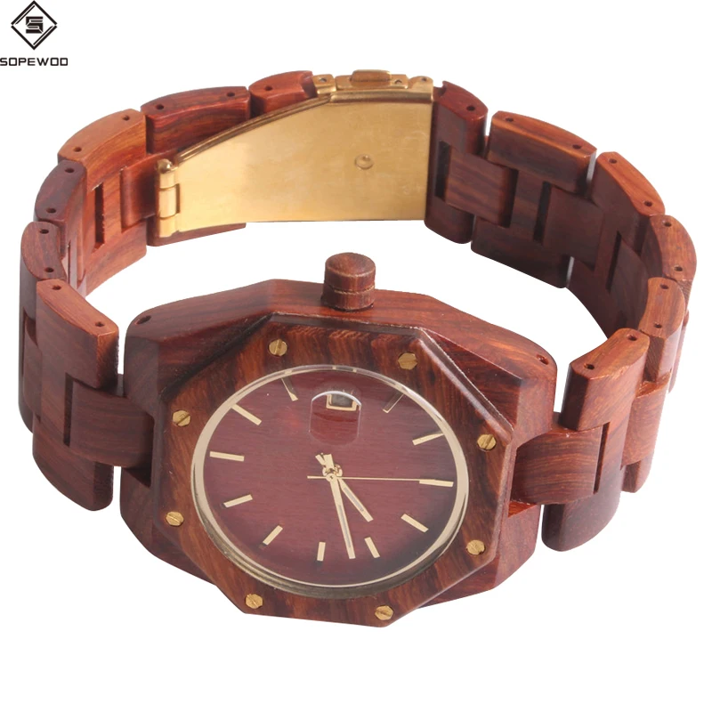

2018 SOPEWOD brand high quality trade assurance new fashion custom logo man lady sandalwood walnut teak bamboo wood watch, 11 different natural wood color