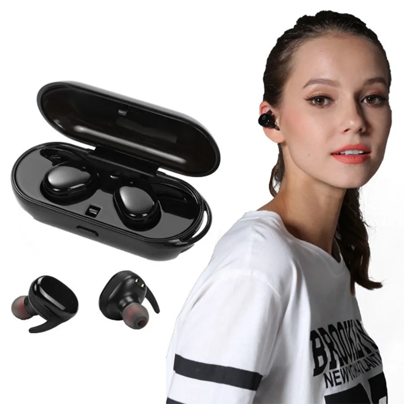 Mini True Wireless In-Ear Stereo Earphone Blue Tooth Earbuds Waterproof IPX5 With Charging Case