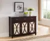 Rutheron Mirrored Doors Wood Frame Buffet Server Cabinet Table