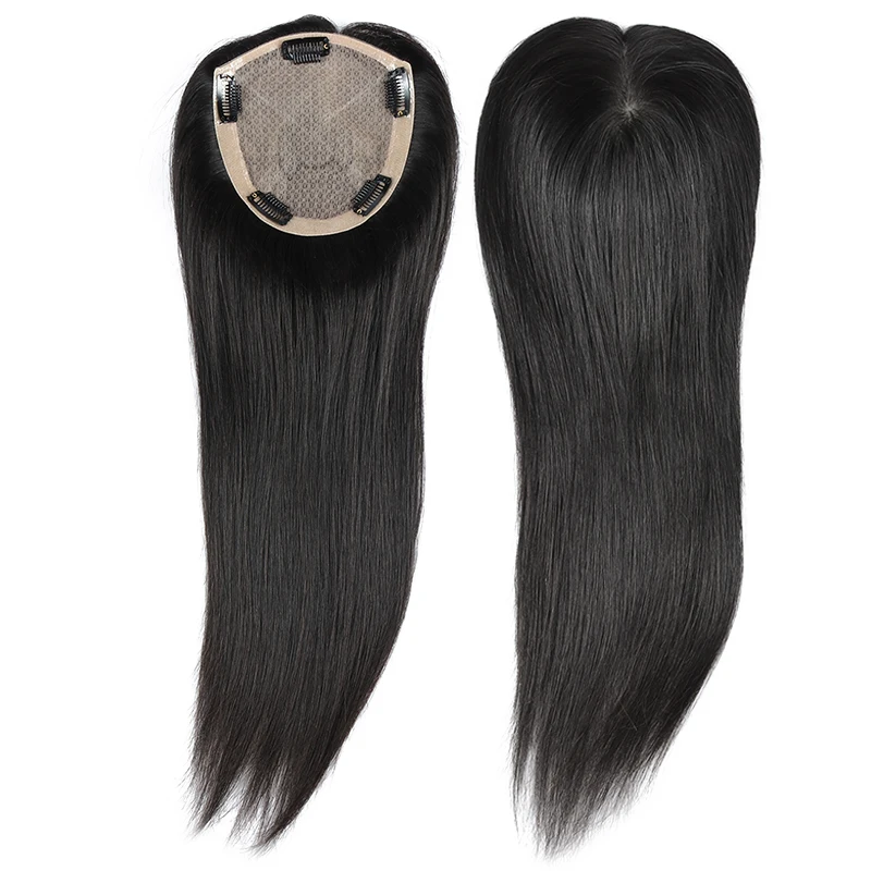 

High Quality 100 percent human hair india long hair toupee wholesale price in stock women toupee, Natural color #1b;can be dyed and colored