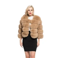 

Women's Coats Real Natural Fox Fur 5 Rows Coat Outwear Winter Thick Warm Fashion Crop Jacket