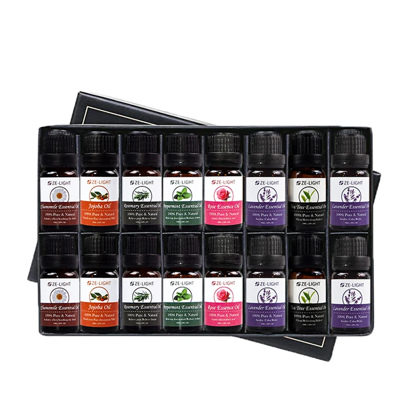 

Ze Light OEM ODM 10ml Organic Natural 100% Pure Massage Body Tea Tree Lavender Aromatherapy Gift Set Oil Rose Essentials Oil Kit