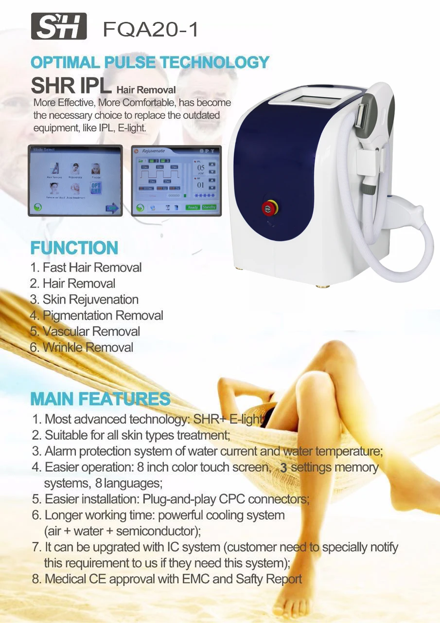 Portable OPT SHR ipl electrolysis hair removal machine/SHR IPL hair remover/hair removal products for sale FQA20-1 