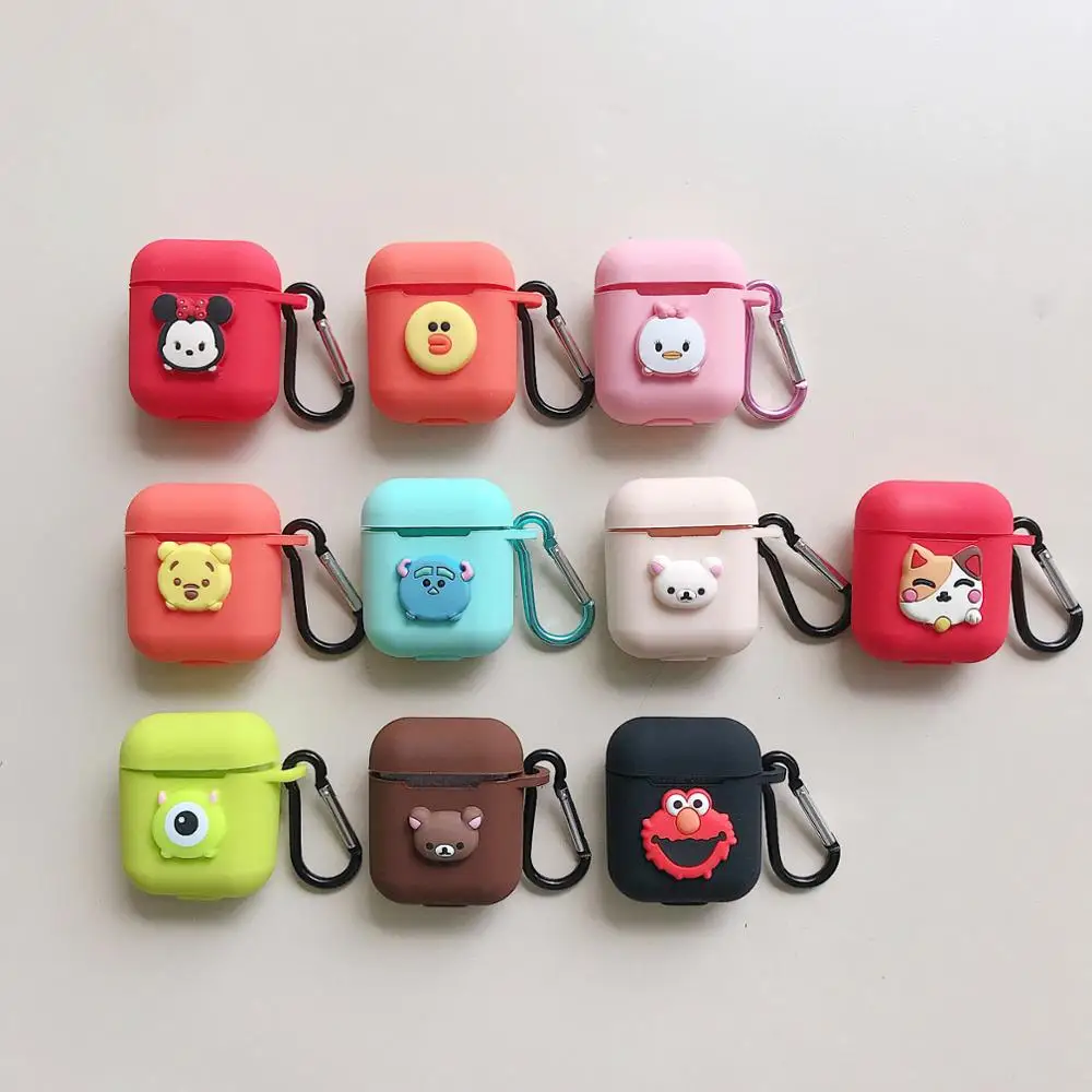 40 Cartoon Patterns Silicone Cute Style Anti-fall Airpod Protective Cover Case With Buckle