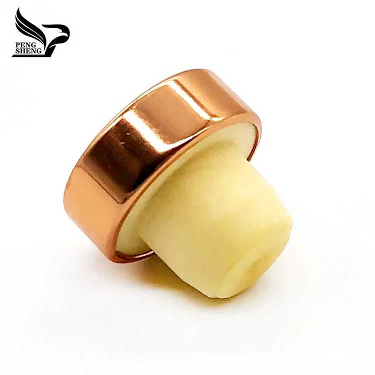 
wholesale custom logo rose gold aluminum top synthetic corks wine bottle stopper cap 