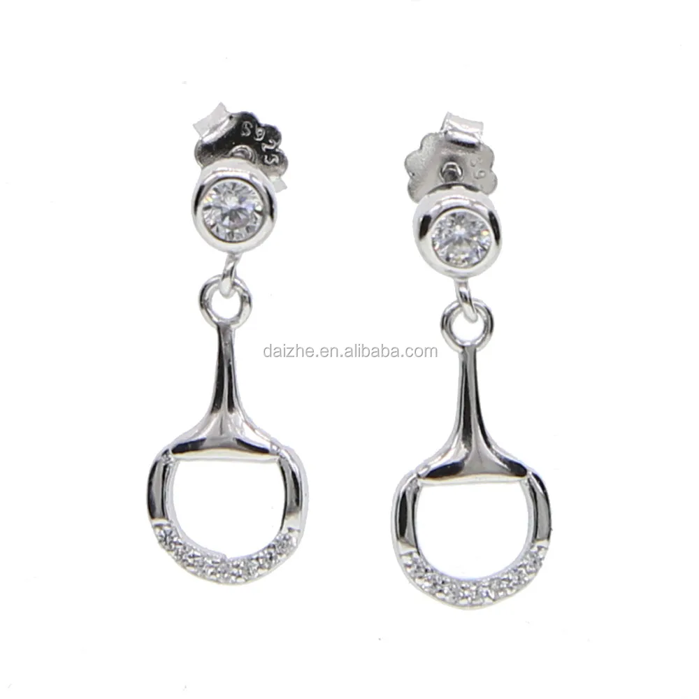 

2021 factory wholesale 925 sterling silver bit snaff dangle earring horse jewelry for fashion classic earring jewelry