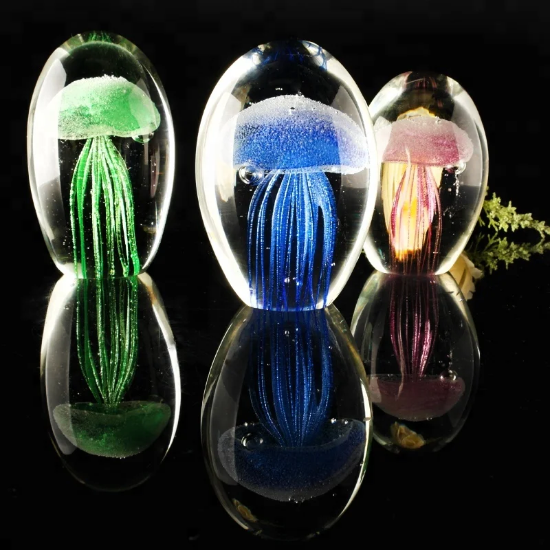 Colorful Decorative Crystal Jellyfish Light Jellyfish Paperweight For