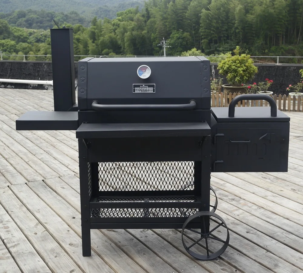 Outdoor bbq houtskool grill met 2 side houten tafel voor duitsland ...