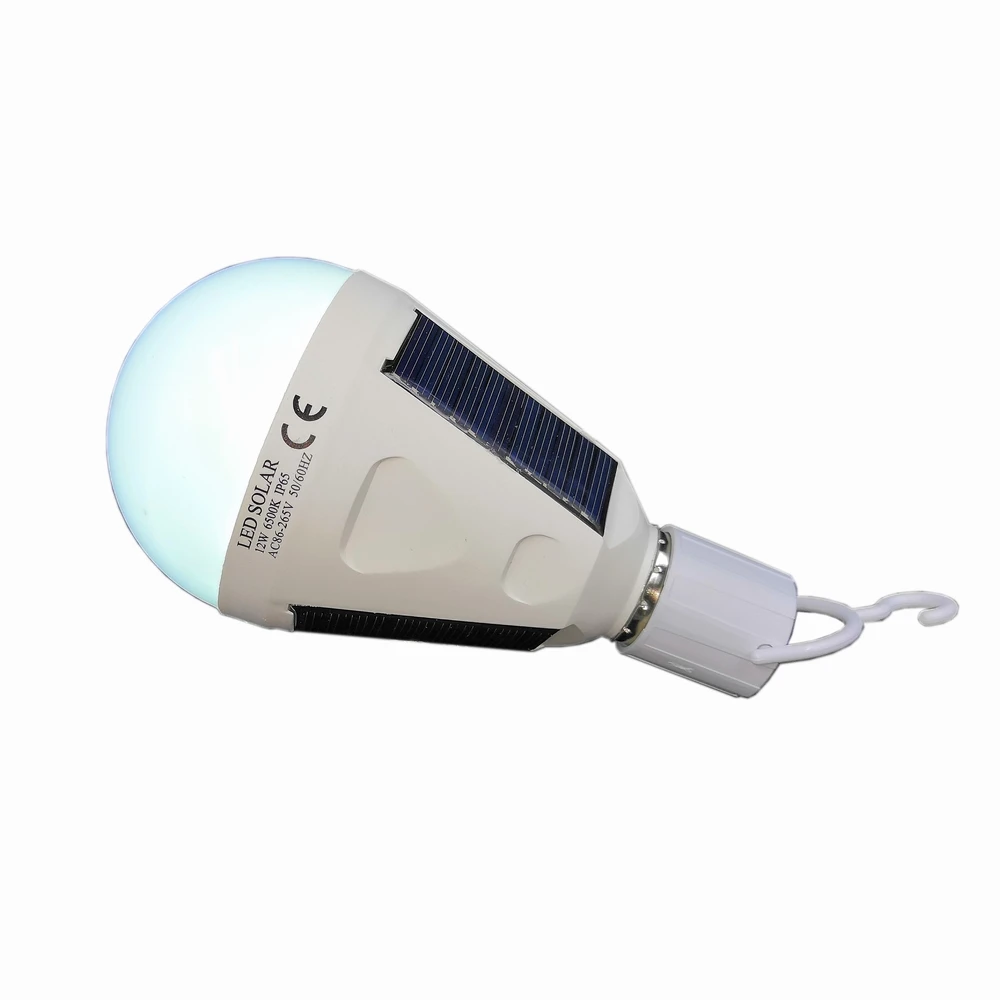 2019 Lazada hot sale 12W LED emergency bulb with solar panel, 600mA Li battery can last for 4hrs working time