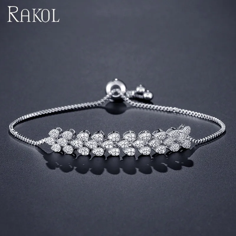 

RAKOL B2099 Sterling silver bracelet zircon bracelet women, As picture