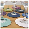 Wine Glass Coasters, Set of 5 felt Coasters Markers Slip On Stemware Charms Dining Beverage Accessories,Dia.10cm