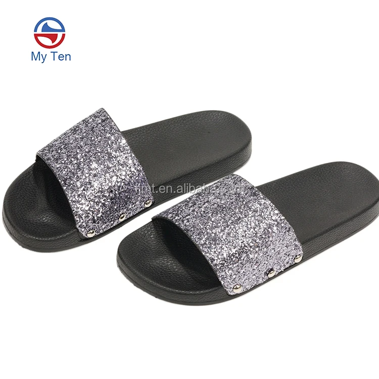 black bling slides