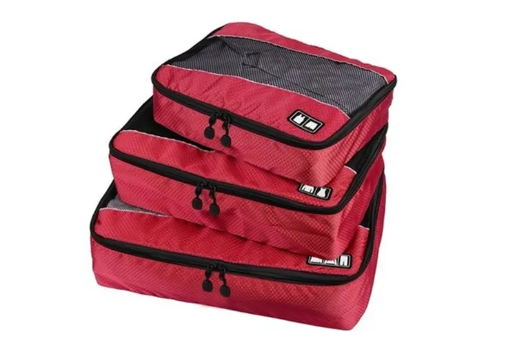 Portable brand 3 piece set traveling storage bags luggage organizer travel packing cubes