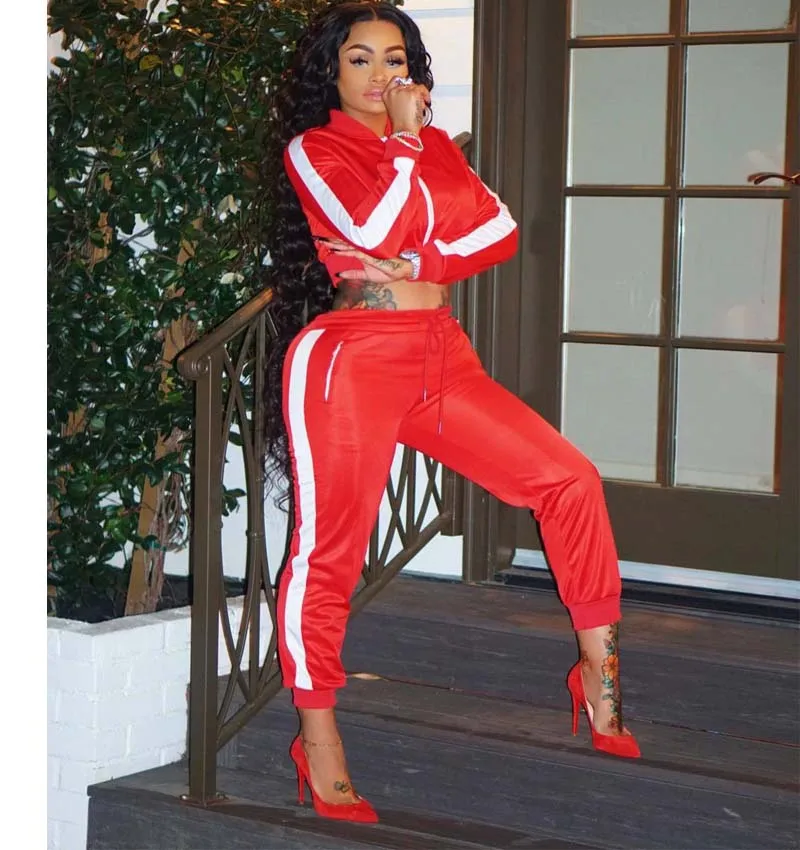 

OEM 2 Piece Sport Plain Tracksuit training Women Jogging Wear, Red