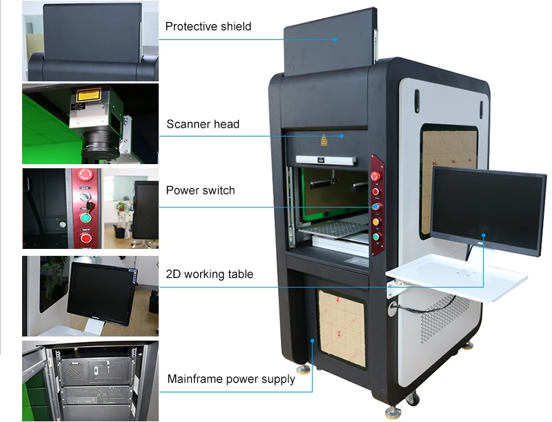 Auto Focus Full Enclosed 50w Laser Marking Machine Fiber With Raycus