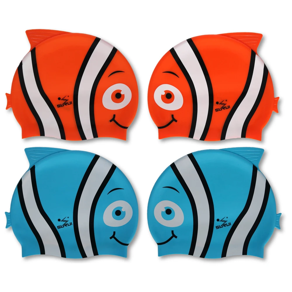Custom Cute Fun Fitting Soft Silicone Kids Swim Caps