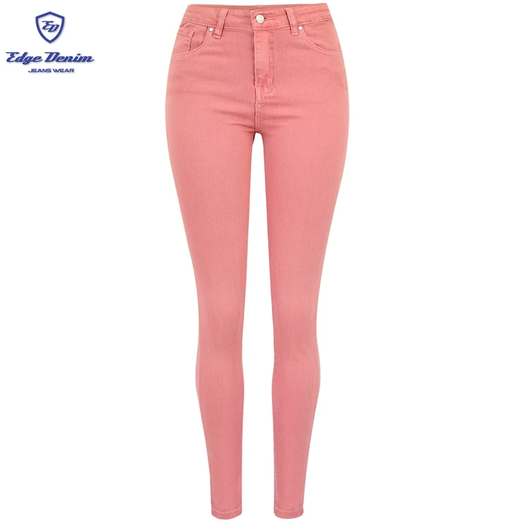

High quality manufacturer 2019 pink skinny tie dye denim jeans women straight
