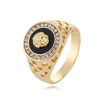 

Wholesale 18k Gold Jewellery Lion Head Ring Gothic Men Jewelry