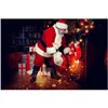 LED Santa Claus and candle decoration, LED Christmas hanging decoration canvas painting