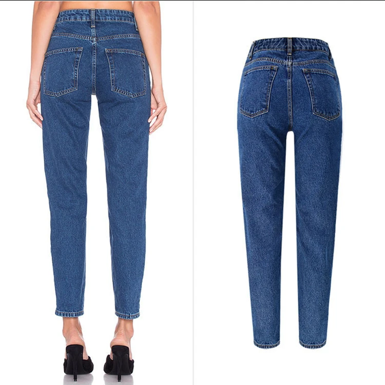 
2020 light blue vintage washed INS hot sale high waist womens mom jeans 