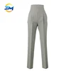 Wholesale new style ladies pants high waist straight plaid wool long pants