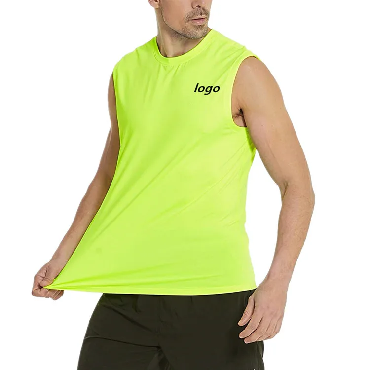 Wholesale Blank Polyester Spandex Dry Fit Muscle Sleeveless Marathon