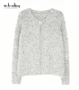 Wholesale Soft Hand Feel Wool And Popcorn Yarn Lady Cardigan Sweater
