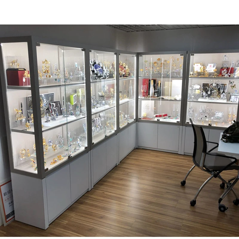 Lux Customized Lowprice Customized Aluminum Glass L Shape Display