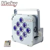 9pcs Wireless led light /battery powered led led par can 18w rgbwa uv irc DJs wireless wedding light