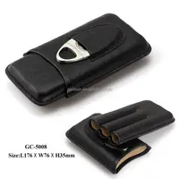 

3CT Crocodile Pattern Leather Travel Cigar Case Humidor With Cigar Cutter Genuine Leather Cigar Case